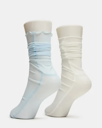 Pack de 2 pares de calcetines de malla lisa Sofia azul claro