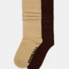 Pack de 2 pares de calcetines holgados acanalados, color tostado multicolor Pack de 2 pares de calcetines holgados acanalados, color tostado multicolor