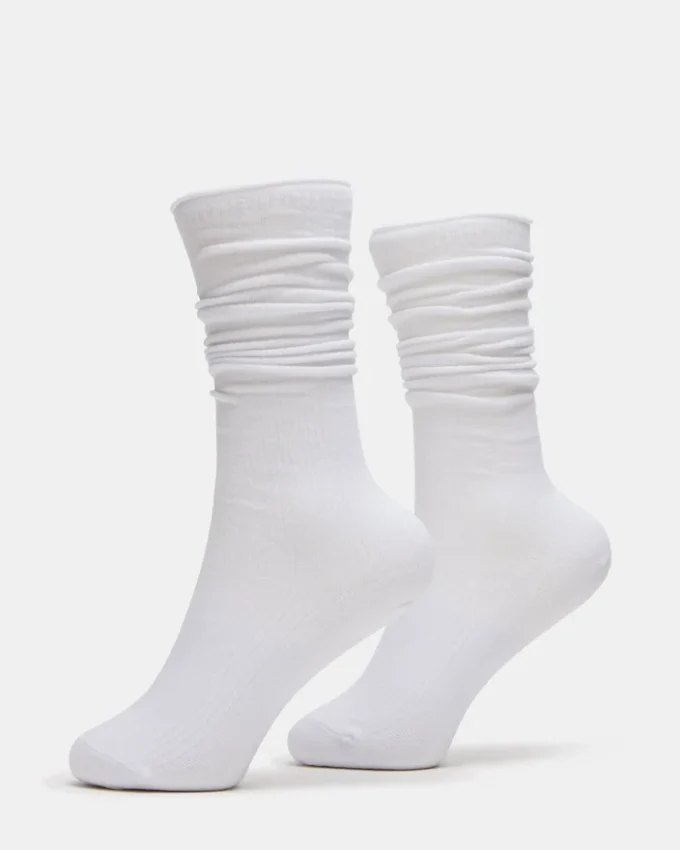 Pack de 2 pares de calcetines holgados de canalé blancos Pack de 2 pares de calcetines holgados de canalé blancos