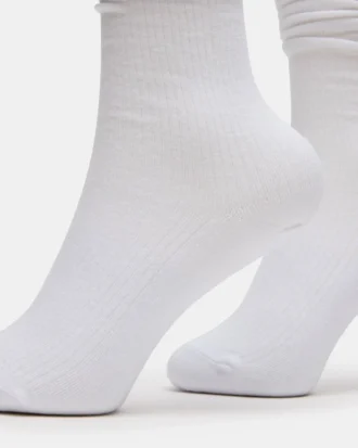 Pack de 2 pares de calcetines holgados de canalé blancos