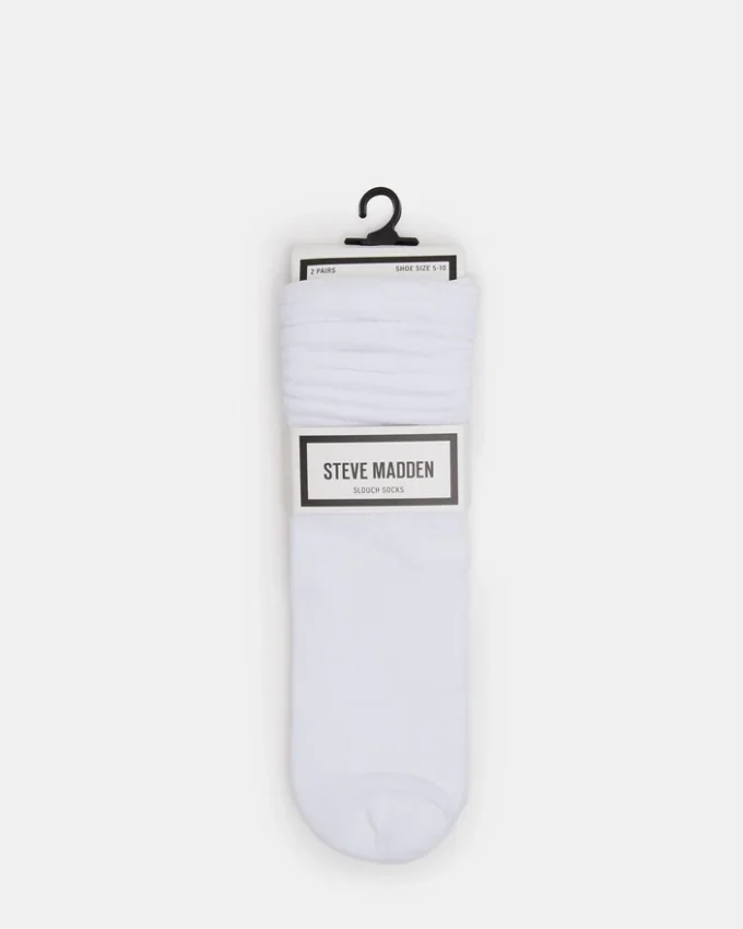Pack de 2 pares de calcetines holgados de canalé blancos Pack de 2 pares de calcetines holgados de canalé blancos