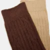Pack de 2 pares de calcetines para botas con textura de trenzado, marrones Pack de 2 pares de calcetines para botas con textura de trenzado, marrones