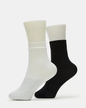 Pack de 2 pares de calcetines tobilleros de encaje blancos
