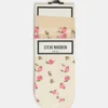 Pack de 2 pares de calcetines tobilleros transparentes con estampado floral, color vainilla