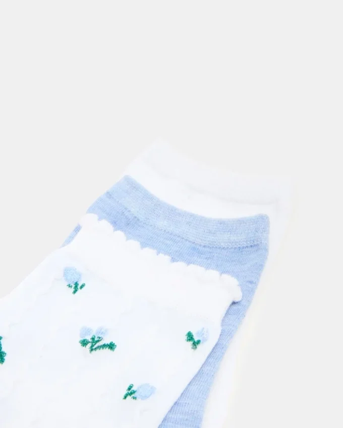 Pack de 3 pares de calcetines con estampado floral en blanco y multicolor Pack de 3 pares de calcetines con estampado floral en blanco y multicolor