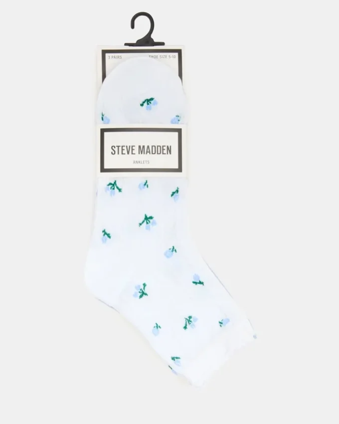 Pack de 3 pares de calcetines con estampado floral en blanco y multicolor Pack de 3 pares de calcetines con estampado floral en blanco y multicolor