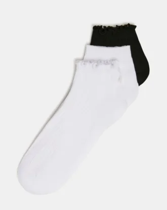 Pack de 3 pares de calcetines Emma Lettuce Edge, blancos/negros Pack de 3 pares de calcetines Emma Lettuce Edge, blancos/negros