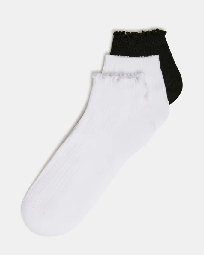 Pack de 3 pares de calcetines Emma Lettuce Edge, blancos/negros Pack de 3 pares de calcetines Emma Lettuce Edge, blancos/negros