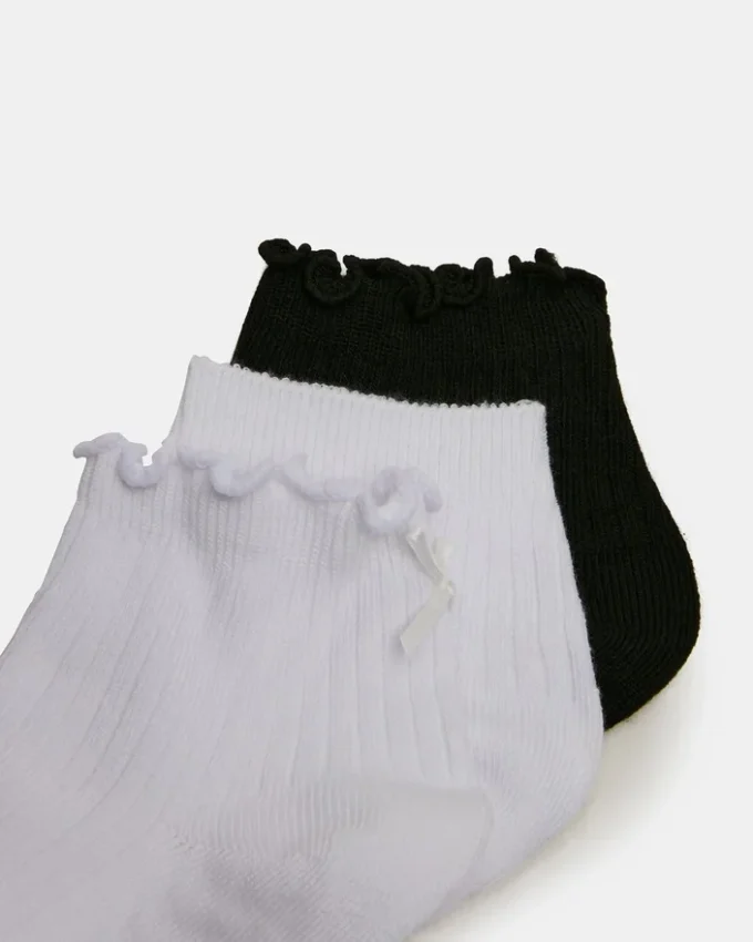 Pack de 3 pares de calcetines Emma Lettuce Edge, blancos/negros Pack de 3 pares de calcetines Emma Lettuce Edge, blancos/negros