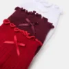 Pack de 3 pares de calcetines Melody con lazo y borde ondulado, rojo multicolor Pack de 3 pares de calcetines Melody con lazo y borde ondulado, rojo multicolor