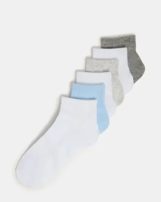 Pack de 6 calcetines cortos acanalados Peyton en blanco multicolor