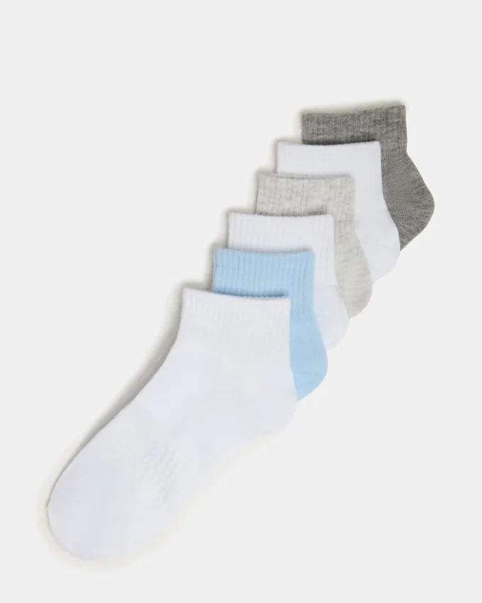 Pack de 6 calcetines cortos acanalados Peyton en blanco multicolor