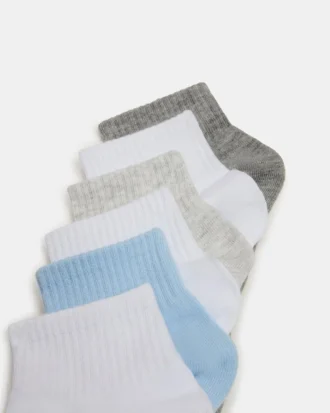 Pack de 6 calcetines cortos acanalados Peyton en blanco multicolor