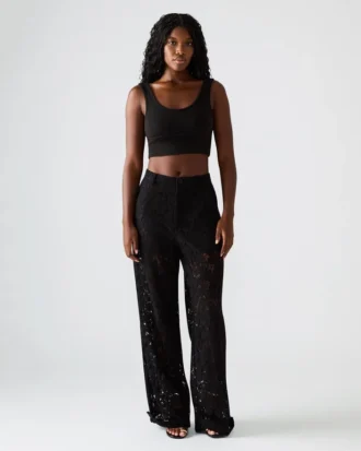 Pantalón de encaje Tre negro