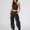Pantalón Duo de cuero vegano negro Pantalón Duo de cuero vegano negro