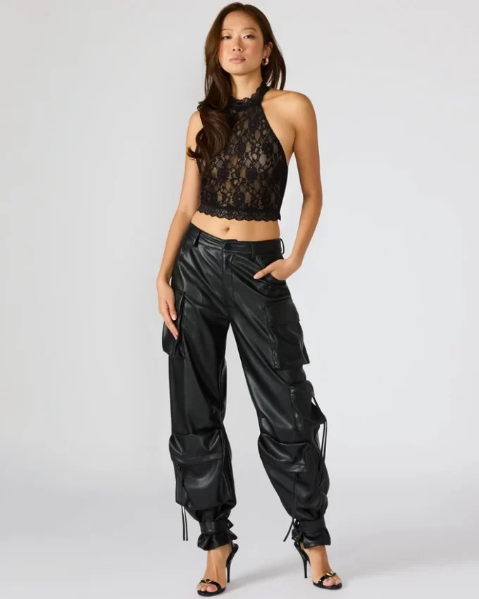 Pantalón Duo de cuero vegano negro Pantalón Duo de cuero vegano negro
