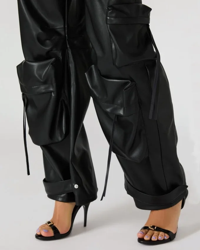 Pantalón Duo de cuero vegano negro Pantalón Duo de cuero vegano negro