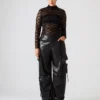 Pantalón Duo de cuero vegano negro Pantalón Duo de cuero vegano negro