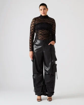 Pantalón Duo de cuero vegano negro