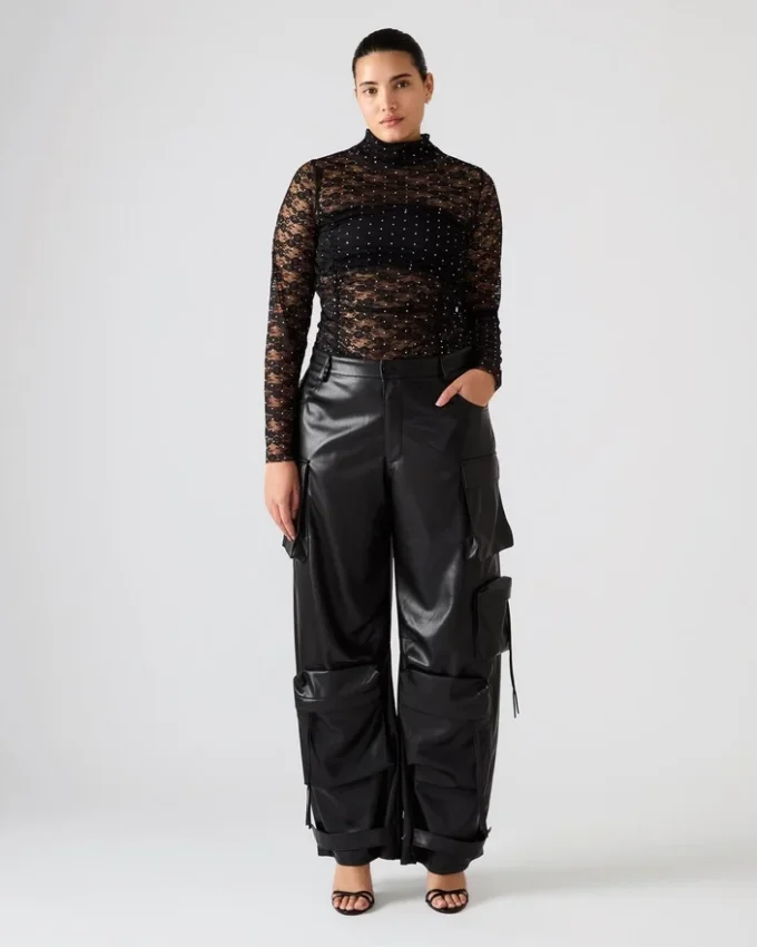 Pantalón Duo de cuero vegano negro Pantalón Duo de cuero vegano negro