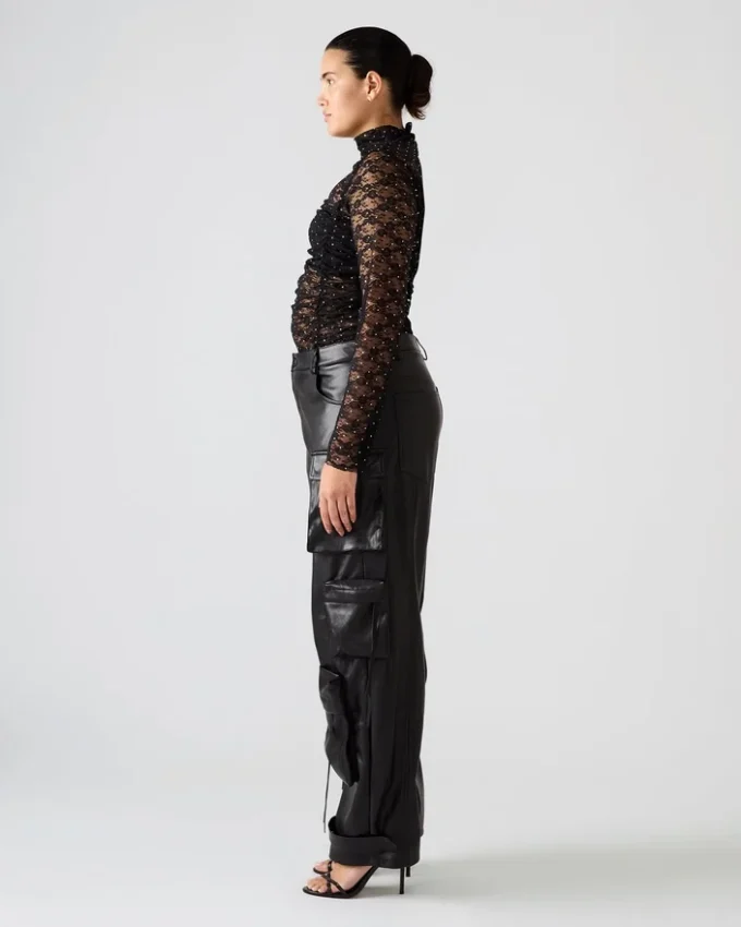 Pantalón Duo de cuero vegano negro Pantalón Duo de cuero vegano negro