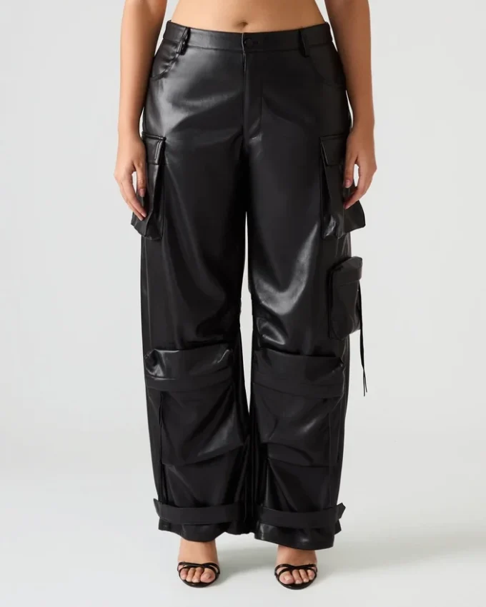 Pantalón Duo de cuero vegano negro Pantalón Duo de cuero vegano negro
