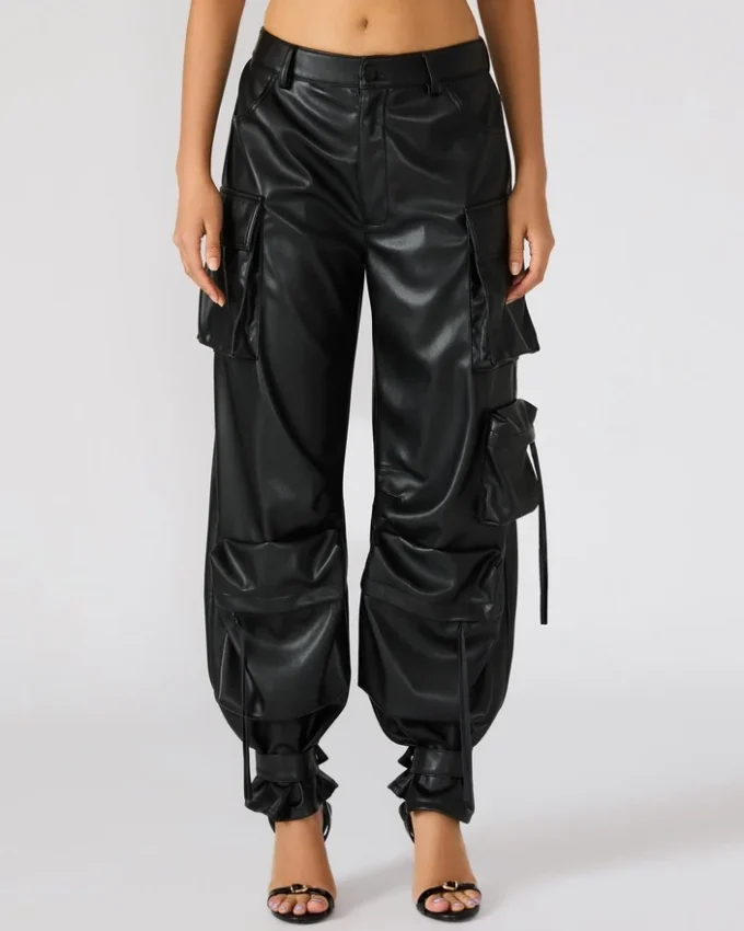 Pantalón Duo de cuero vegano negro Pantalón Duo de cuero vegano negro