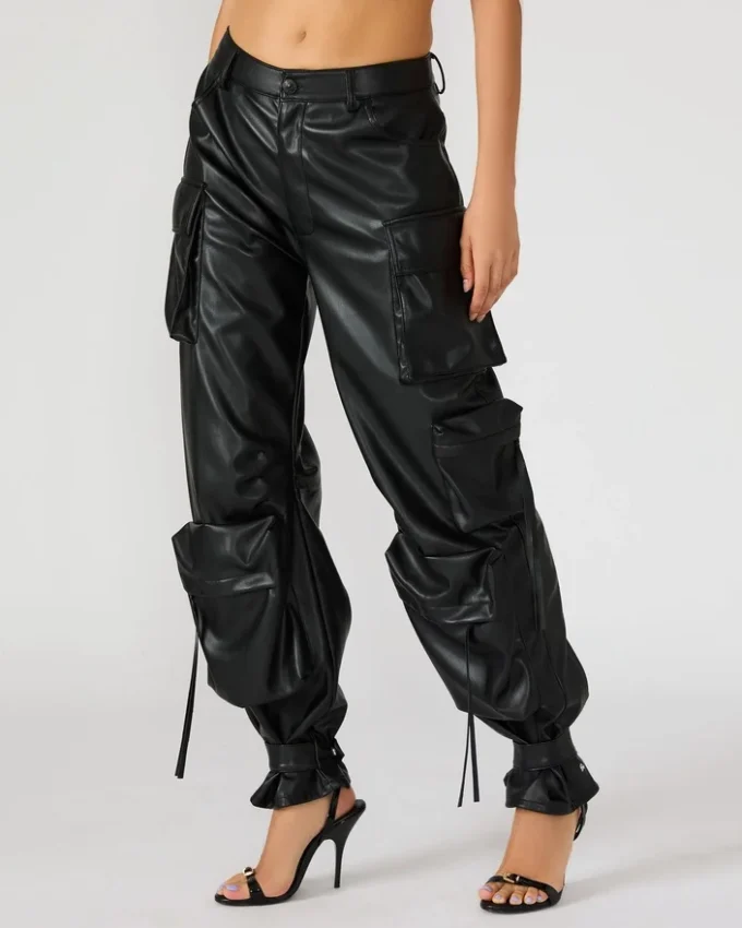 Pantalón Duo de cuero vegano negro Pantalón Duo de cuero vegano negro