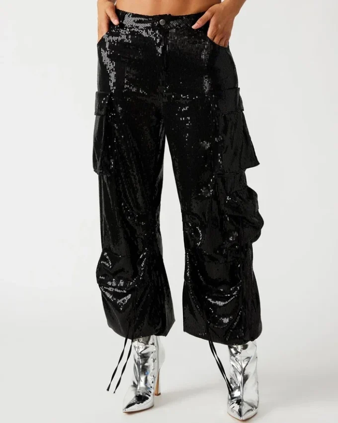 Pantalón Duo Sequin Negro Pantalón Duo Sequin Negro