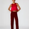 Pantalón Tonia de terciopelo rojo Pantalón Tonia de terciopelo rojo