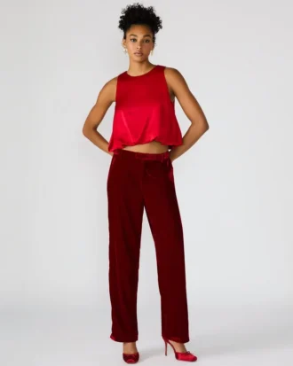 Pantalón Tonia de terciopelo rojo