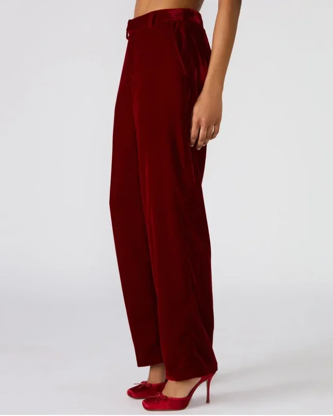 Pantalón Tonia de terciopelo rojo Pantalón Tonia de terciopelo rojo