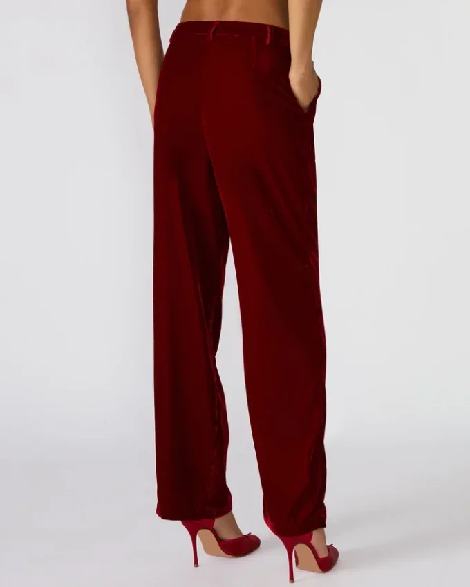 Pantalón Tonia de terciopelo rojo Pantalón Tonia de terciopelo rojo