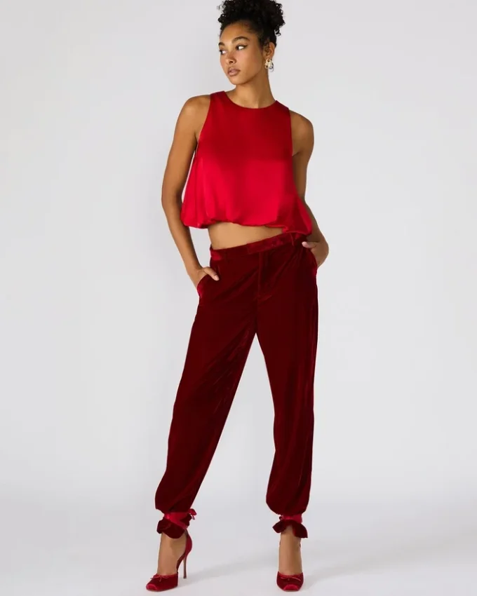 Pantalón Tonia de terciopelo rojo Pantalón Tonia de terciopelo rojo
