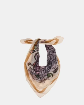 Pañuelo cuadrado boho floral marfil