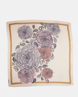 Pañuelo cuadrado boho floral marfil