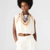 Pañuelo cuadrado boho floral marfil Pañuelo cuadrado boho floral marfil