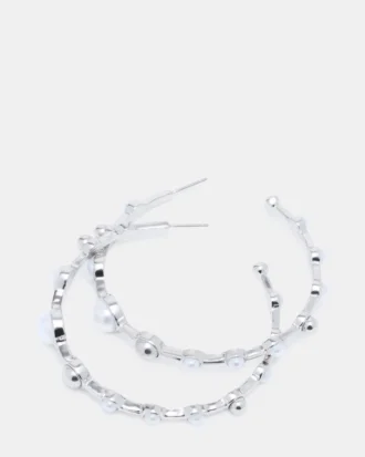 Pendientes de aro con perlas en plata