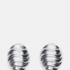 Pendientes de botón circulares acanalados en plata Pendientes de botón circulares acanalados en plata