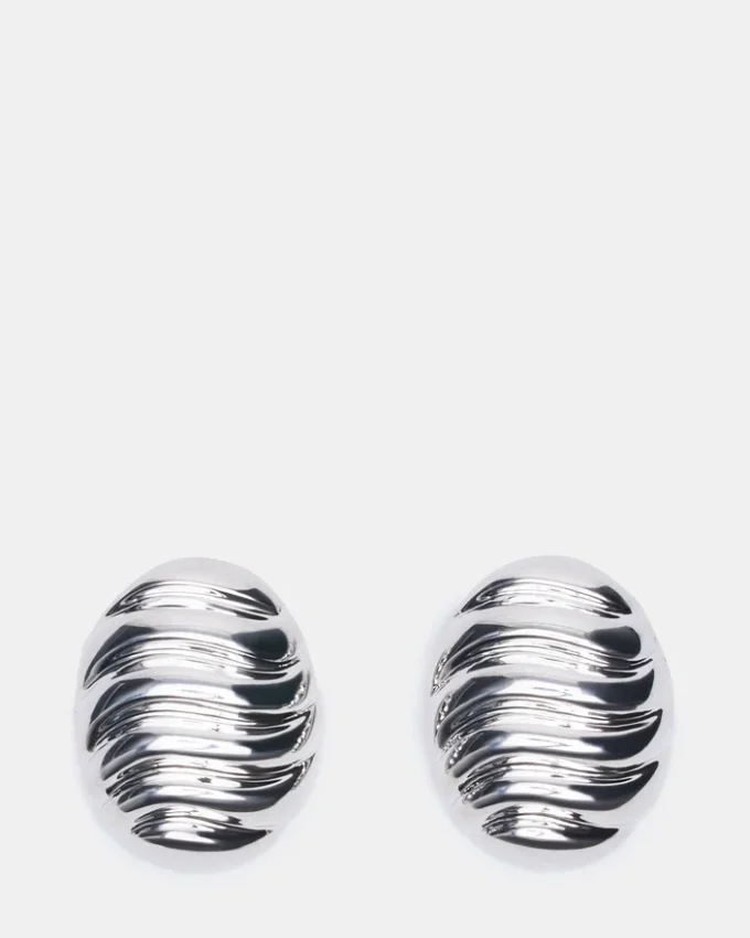 Pendientes de botón circulares acanalados en plata Pendientes de botón circulares acanalados en plata