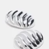 Pendientes de botón circulares acanalados en plata Pendientes de botón circulares acanalados en plata