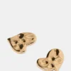 Pendientes de botón con corazón texturizado en oro Pendientes de botón con corazón texturizado en oro