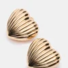 Pendientes de corazón acanalado en oro Pendientes de corazón acanalado en oro