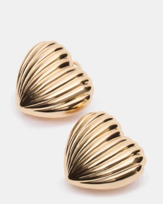 Pendientes de corazón acanalado en oro Pendientes de corazón acanalado en oro