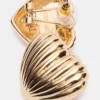 Pendientes de corazón acanalado en oro Pendientes de corazón acanalado en oro
