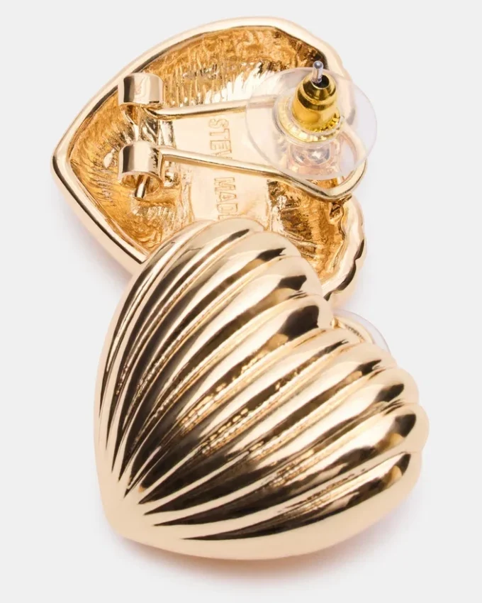 Pendientes de corazón acanalado en oro Pendientes de corazón acanalado en oro