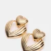 Pendientes de doble corazón acanalado en oro Pendientes de doble corazón acanalado en oro