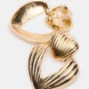 Pendientes de doble corazón acanalado en oro Pendientes de doble corazón acanalado en oro