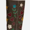 Riggs de cuero marrón con estampado floral