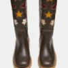 Riggs de cuero marrón con estampado floral